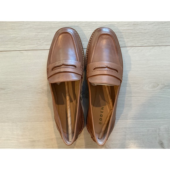 Boden Nya Structured Penny Loafers Tan Women's Size 7.5 New in Box - Picture 9 of 11
